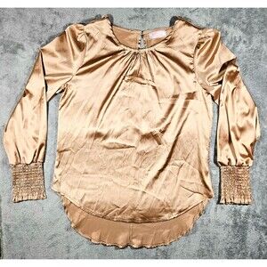 C+D+M Womens Silky Bronze Ruching on Sleeves Sz Medium